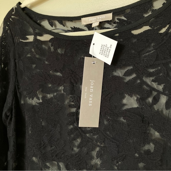 JOAN VASS Black Lace Top NWT - Picture 3 of 3